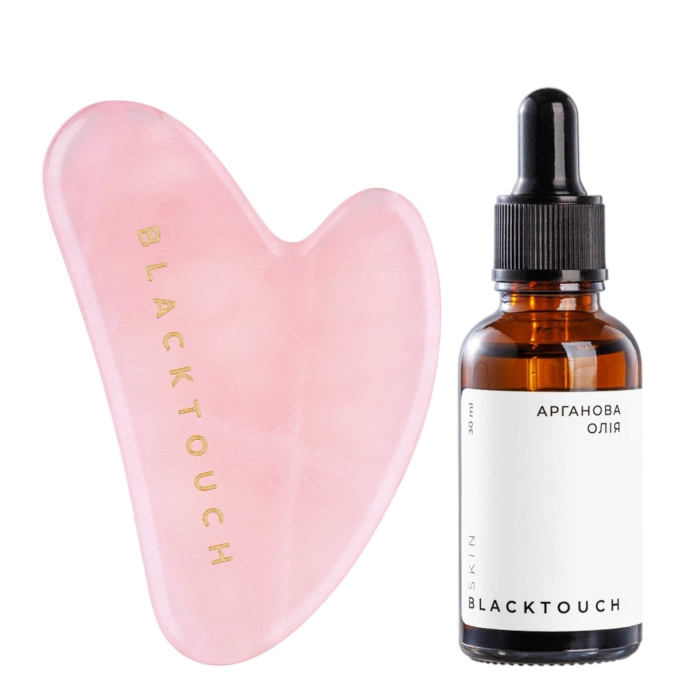 Комплект "Rose quartz gua sha & cosmetic oil"