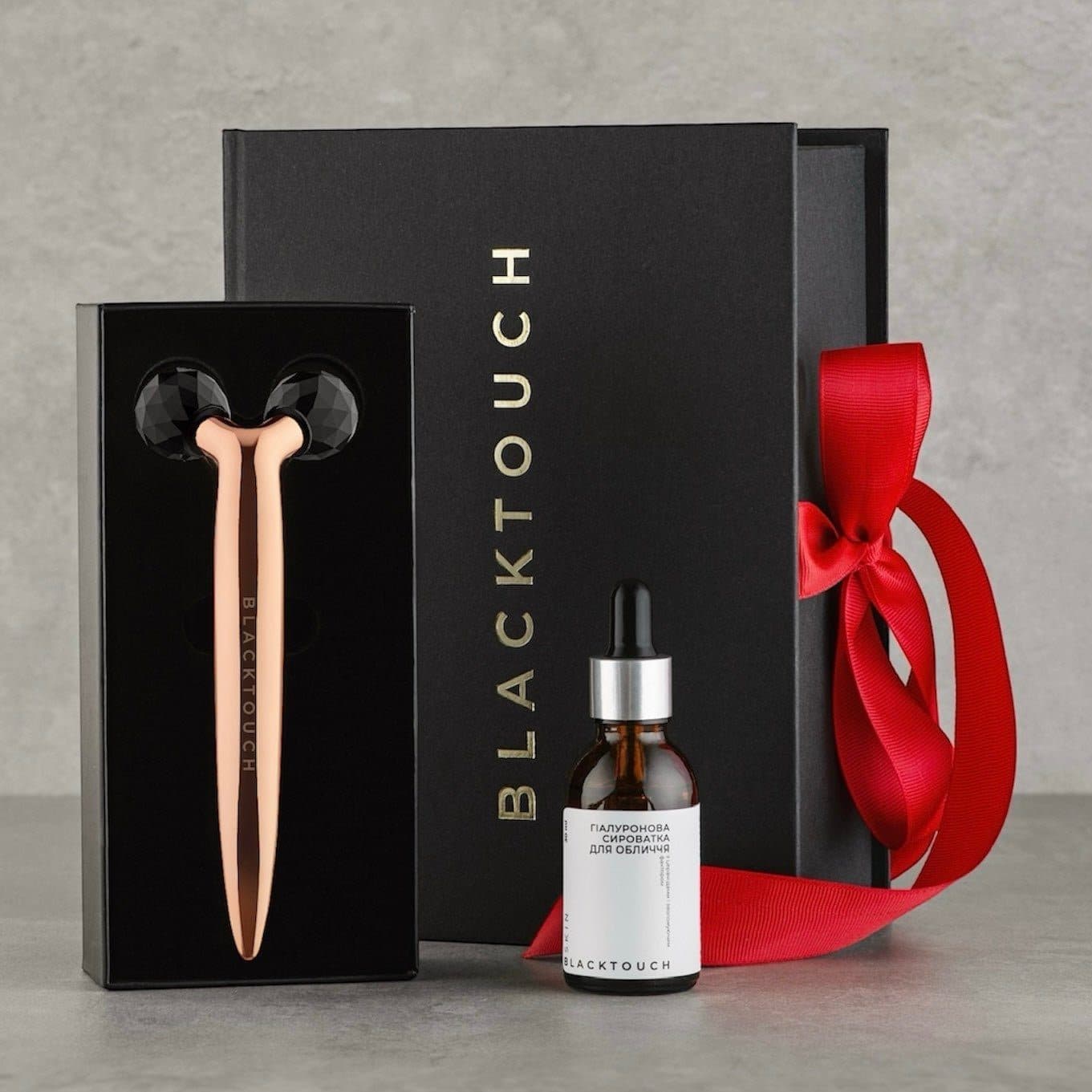 Подарунковий набір "Obsidian 3D Crystal Roller & Hyaluronic serum"
